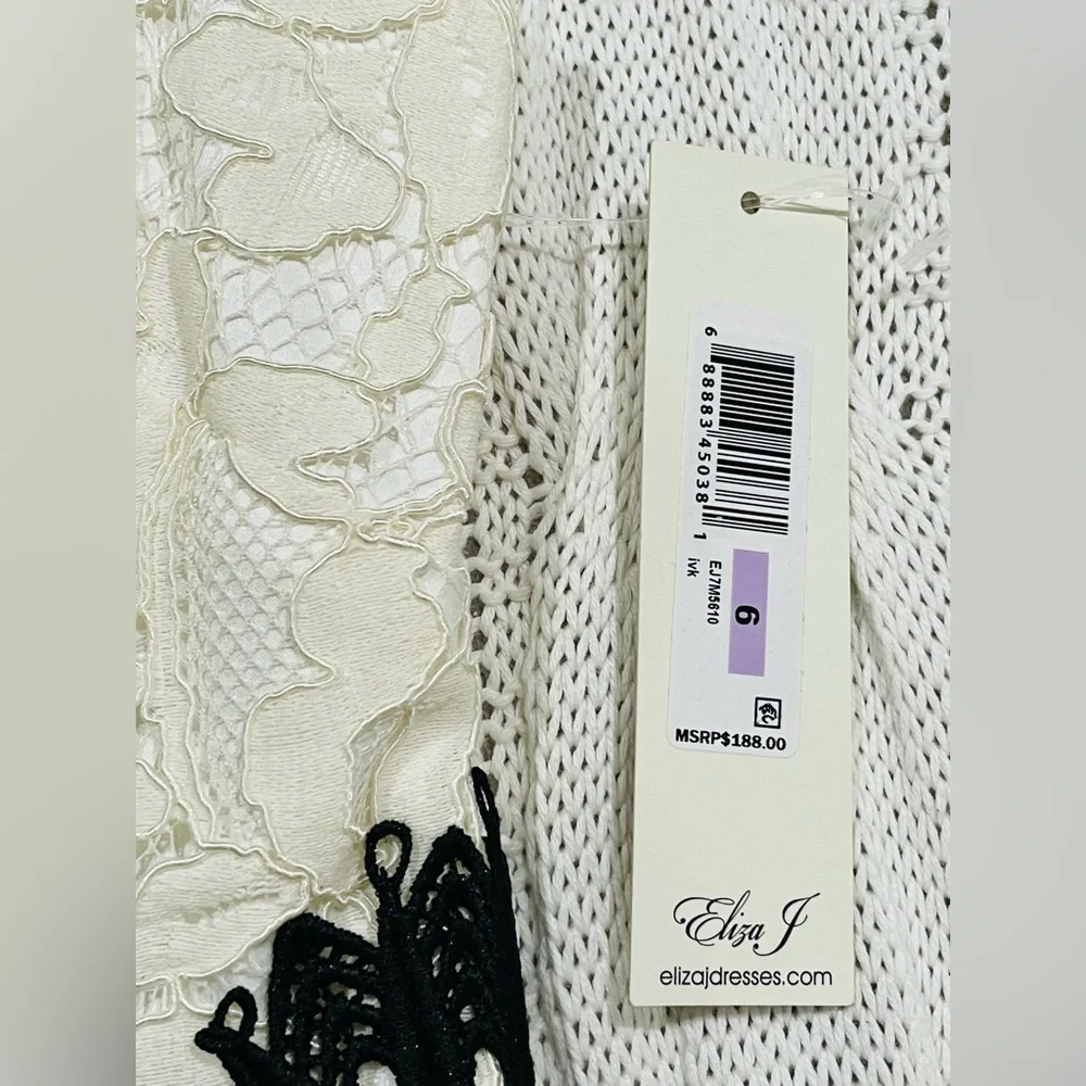 NWT Eliza J Black & White Lace Fit and Flare Midi Dress - Picture 11 of 15